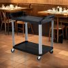 SOGA 2-Tier Tall Kitchen Utility Cart with Wheels â€“ Black Portable Kitchen Trolley for Dining, Storage, and Serving